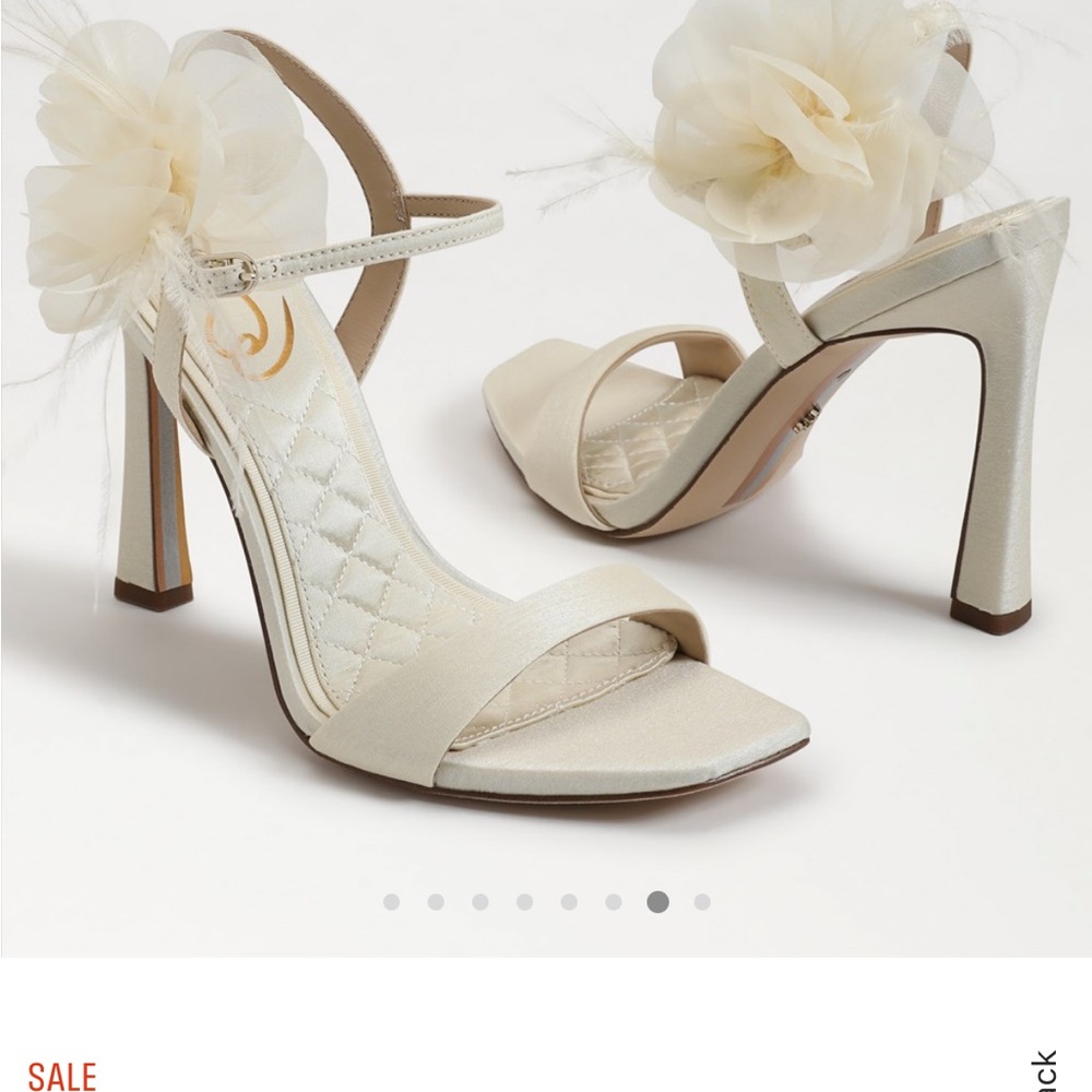 Sam Edelman Cream Heels with Floral Embellishment